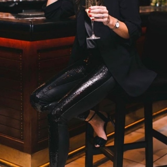 Spanx Faux Leather Sequin Leggings